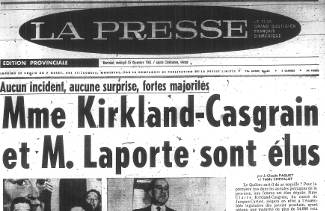 Article sur l'élection de Marie-Claire Kirkland