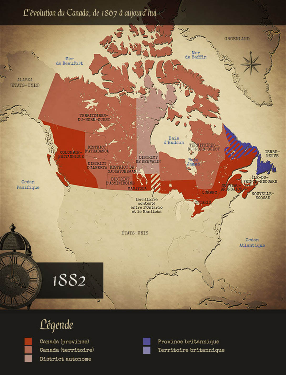 Carte du Canada en 1882