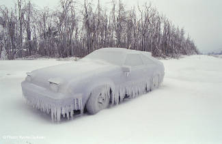 Voiture glacée lors de la crise du verglas 1998
