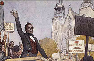 La toile Louis-Joseph Papineau s’adressant à une foule.