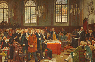 Toile Le Débat sur les langues.