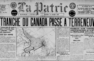 Manchette du journal La Patrie.