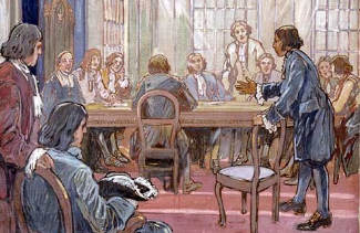 Toile La création du Conseil souverain en Nouvelle-France en 1663.