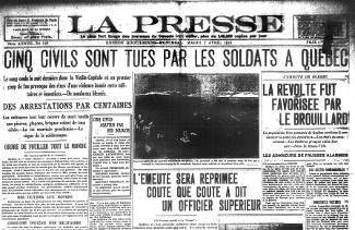 La une du journal La Presse.